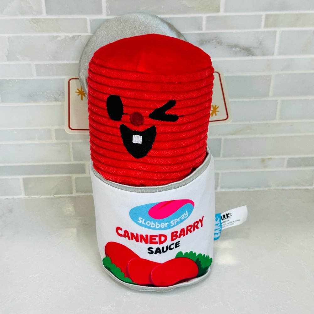 NWT Bark Box CANNED BARRY Cranberry Thanksgiving 2Pc Size LARGE Plush Dog Toy - Picture 3 of 13